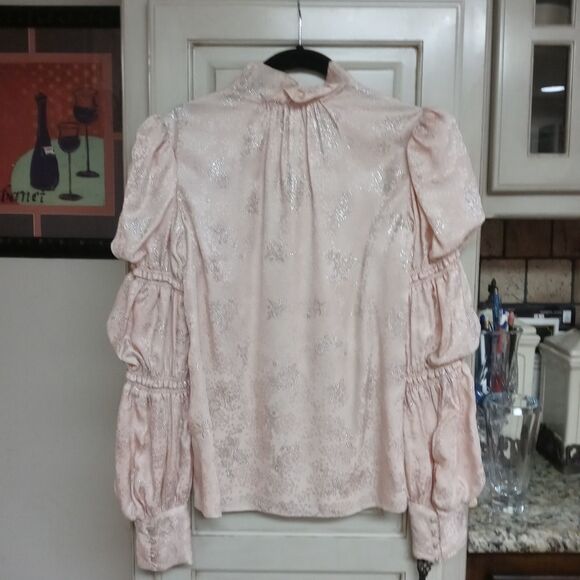 Rebecca Taylor Sz. 2 Glitter Print Ruched Sleeve Top - Picture 13 of 15